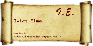 Ivicz Elma névjegykártya